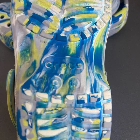Crocs Kids Classic Marble Clog Blue/Lime/White Dye Power Ranger Jibbitz Size 10C - Picture 13 of 13